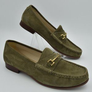 Sam Edelman Talia Leather Loafers, Green, Decorative Gold Buckle, Women's Sz 7.5